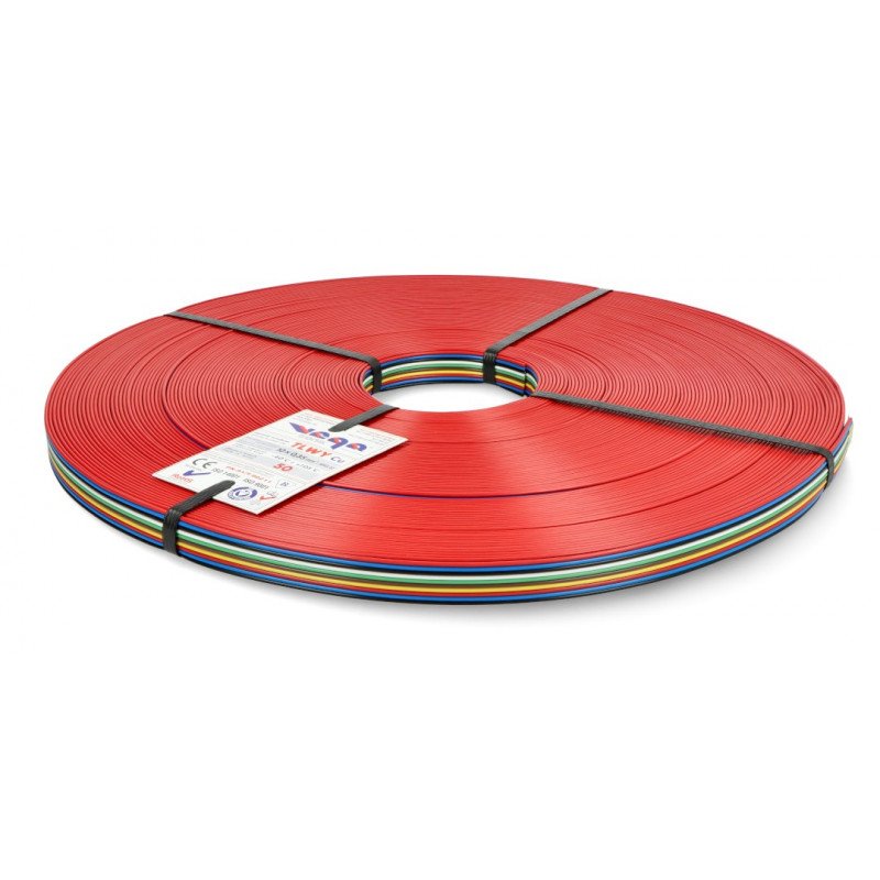 Flachbandkabel TLWY - 10x0,35mm² / AWG 22 - mehrfarbig - 50m