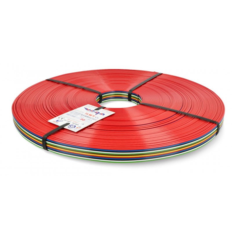 Flachbandkabel TLWY - 12x0,35mm² / AWG 22 - mehrfarbig - 50m