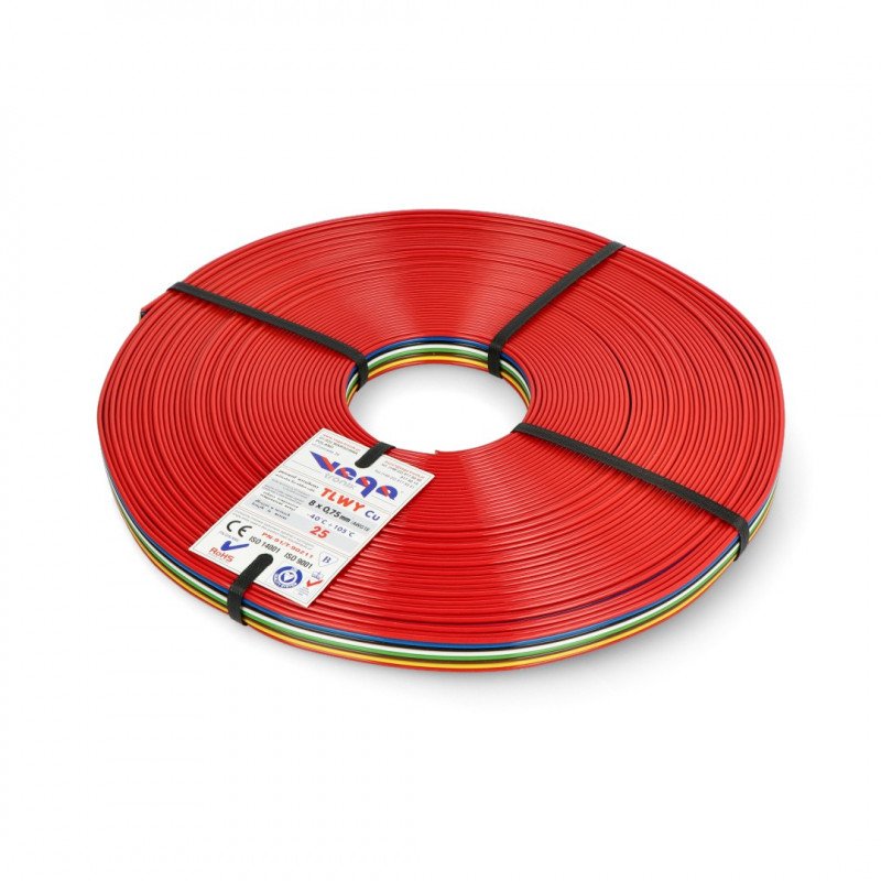 Flachbandkabel TLWY - 8x0,75mm² / AWG 18 - mehrfarbig - 25m