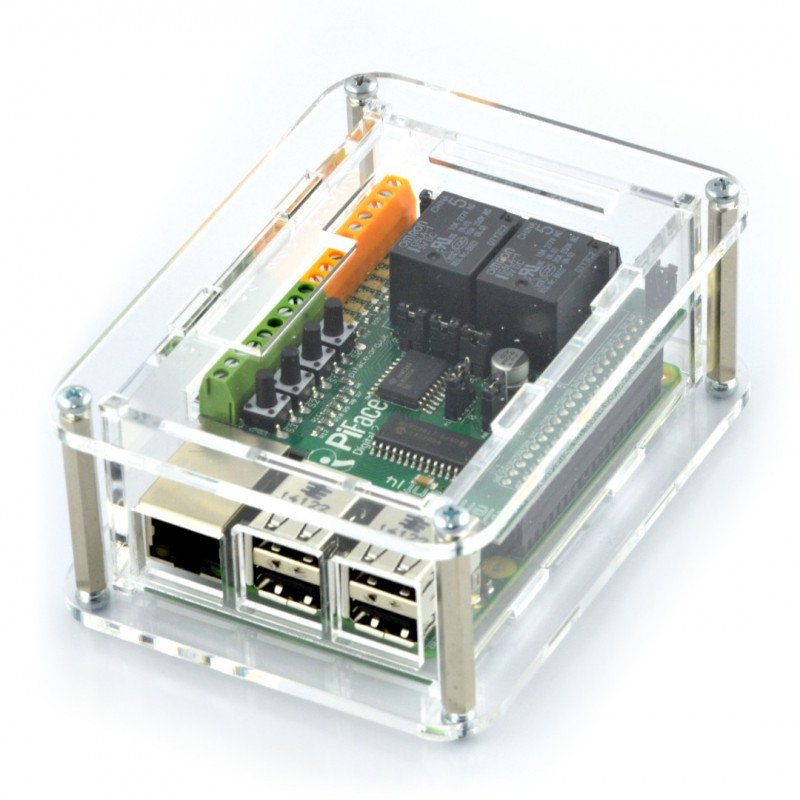 Raspberry Pi B + Gehäuse und PiFace Digital 2 Modul - transparent