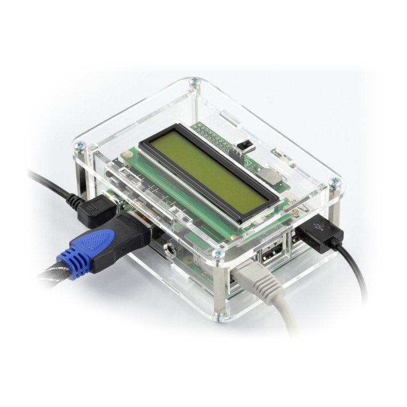Raspberry Pi B + Gehäuse und PiFace Control & Display 2 Modul - transparent