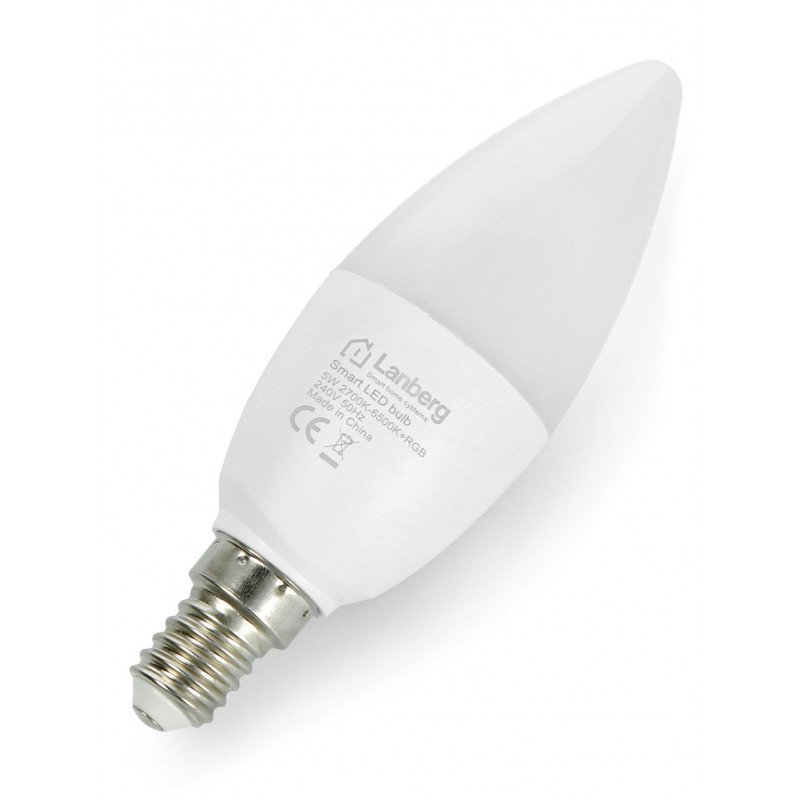 Lanberg RGBW E14 LED-Lampe, 5 W, 450 lm, kalte Farbe, Tuya Smart Life