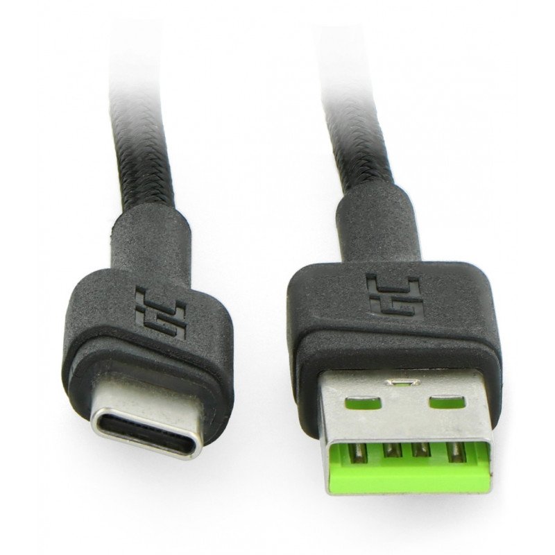 Green Cell Ray USB 2.0 Typ A - USB 2.0 Typ C Kabel mit Hintergrundbeleuchtung - 1,2 m schwarz mit Geflecht