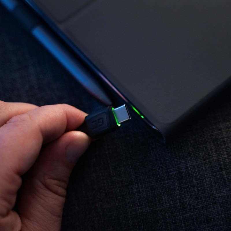 Green Cell Ray USB 2.0 Typ A - USB 2.0 Typ C Kabel mit Hintergrundbeleuchtung - 1,2 m schwarz mit Geflecht
