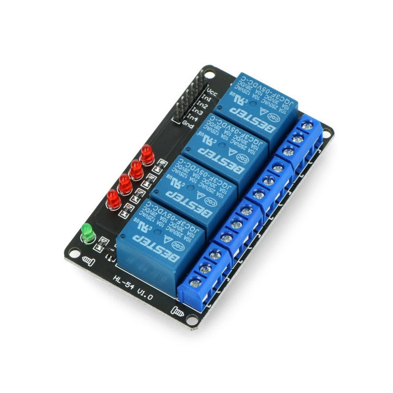 Relaismodul 4 Kanäle - 10A / 250VAC Kontakte - 5V Spule
