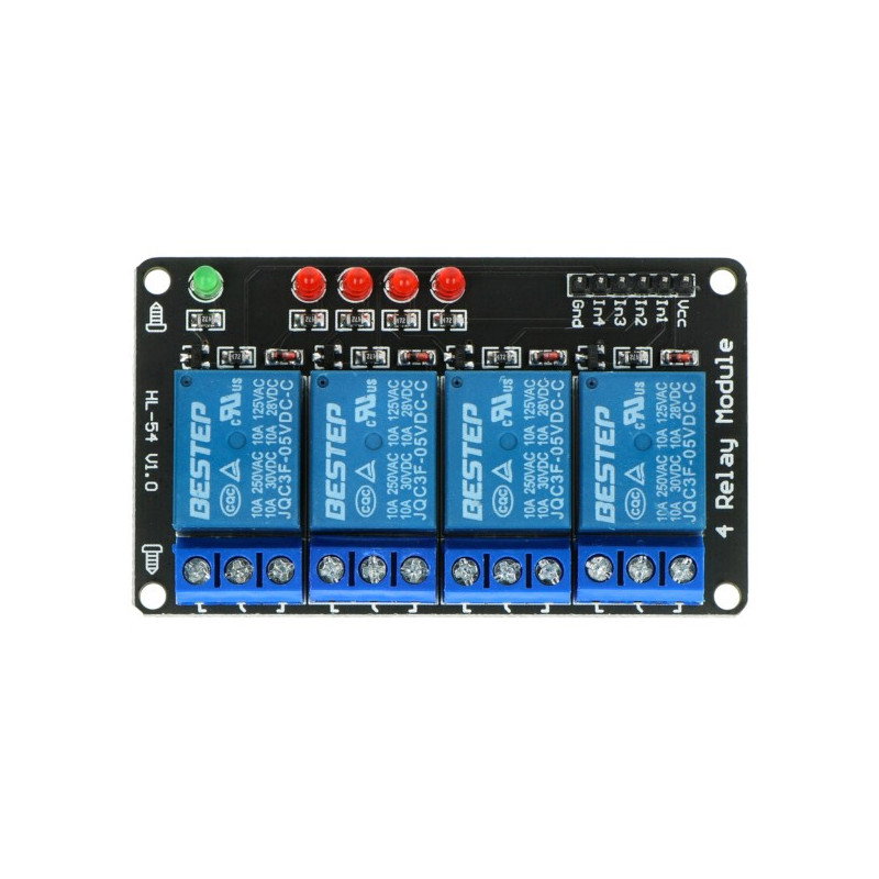 Relaismodul 4 Kanäle - 10A / 250VAC Kontakte - 5V Spule