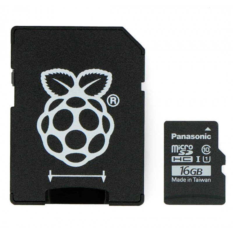 Panasonic microSD-Speicherkarte 16 GB 40 MB / s Klasse 10 + Raspbian-System für Raspberry Pi 4B / 3B + / 3B / 2B / Zero