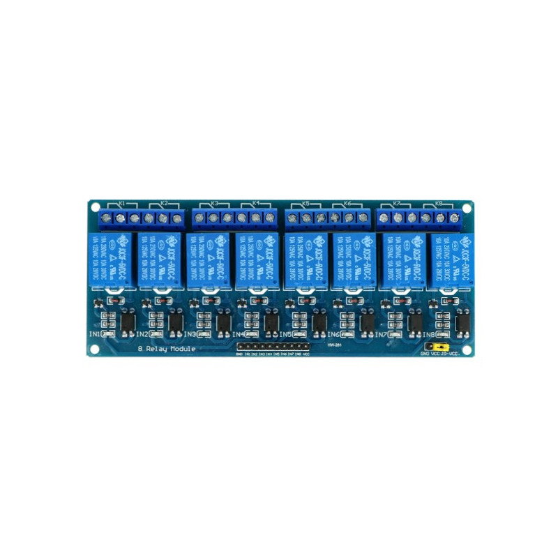 Achtkanaliges Relaismodul RM10 5V mit optoelektronischer Trennung 10A / 125VAC