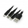 3in1 USB Kabel - Micro USB USB Typ C Lightning M-Life 1m - schwarz - zdjęcie 1