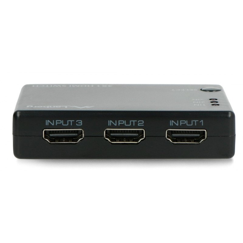 Videoswitch - 3 HDMI-Anschlüsse - mit Fernbedienung und IR-Empfänger - microUSB-Anschluss - Lanberg SWV-HDMI-0003