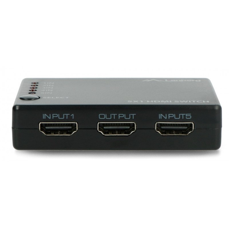 Videoswitch - 5 HDMI-Anschlüsse - mit Fernbedienung und IR-Empfänger - microUSB-Anschluss - Lanberg SWV-HDMI-0005