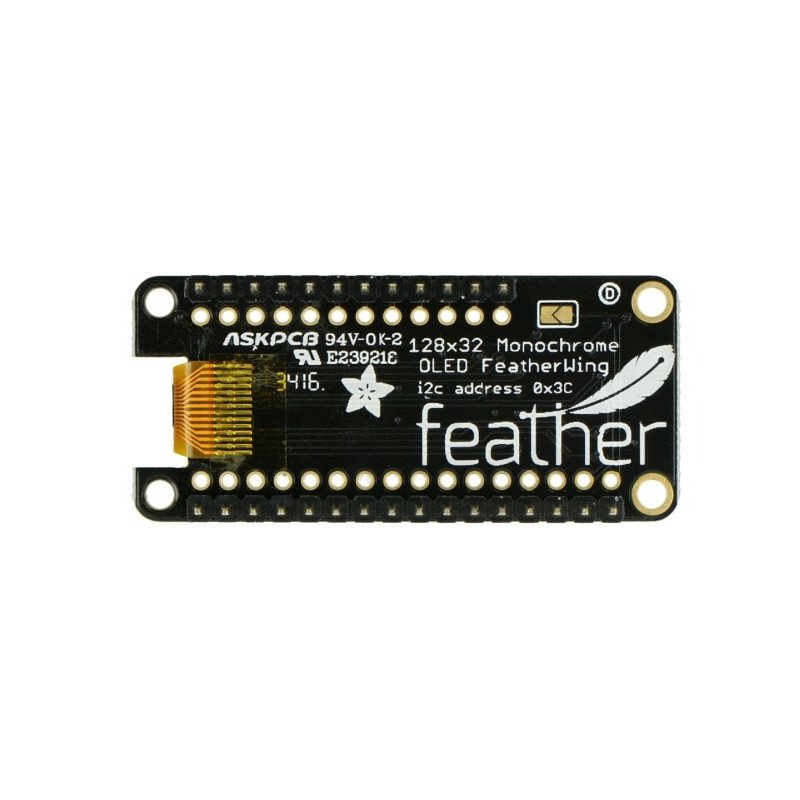 Adafruit FeatherWing 128x32px OLED-Display – Overlay für Feather – mit Anschlüssen