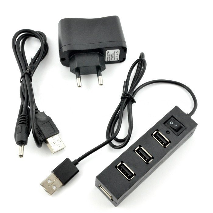 HUB USB 1.1 4-Ports mit Schalter + Netzteil 5V / 2,5A