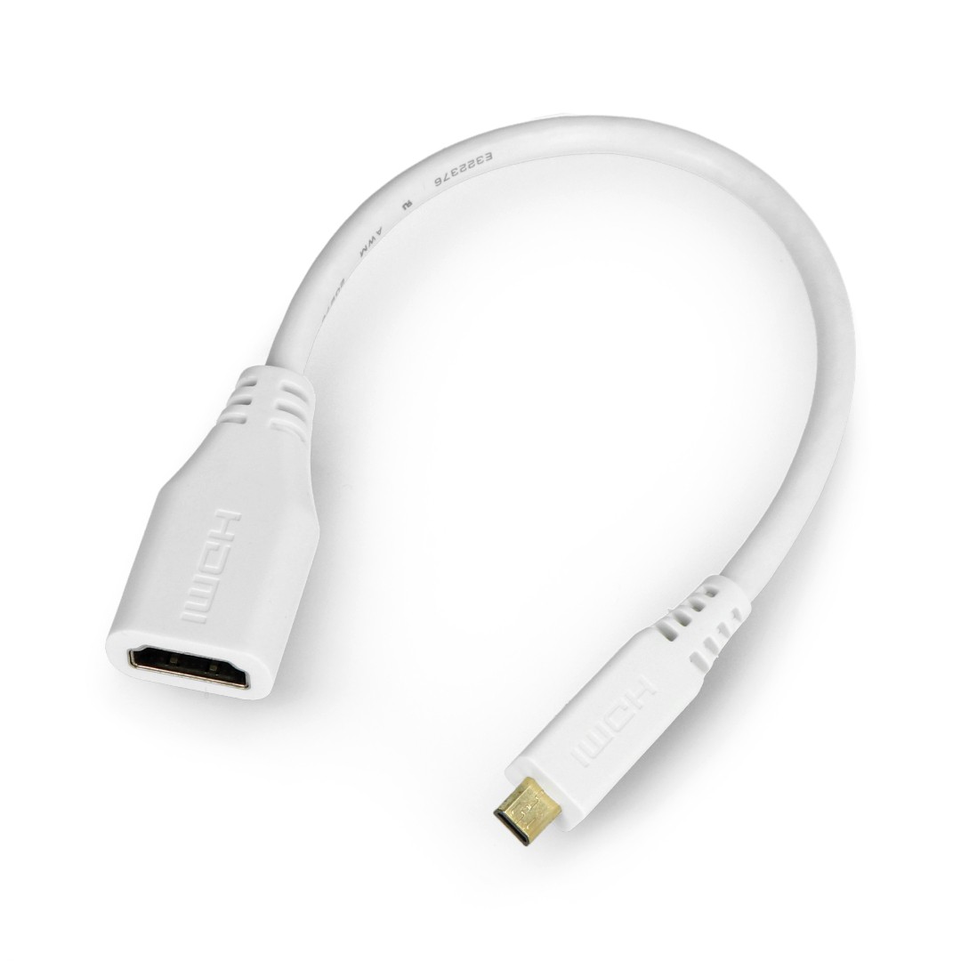 MicroHDMI - HDMI-Adapter original für Raspberry Pi 4B - 235 mm - weiß