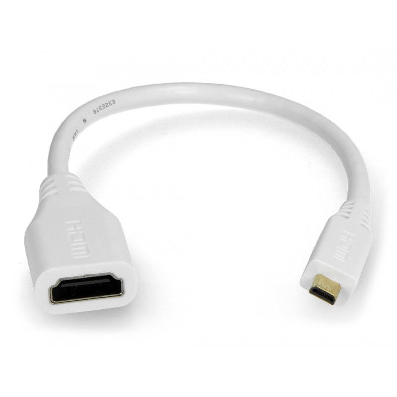 MicroHDMI - HDMI-Adapter original für Raspberry Pi 4B - 235 mm - weiß