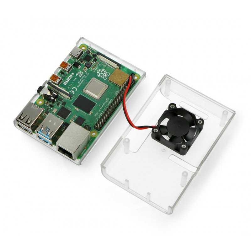 Gehäuse für Raspberry Pi 4B mit Lüfter - transparent