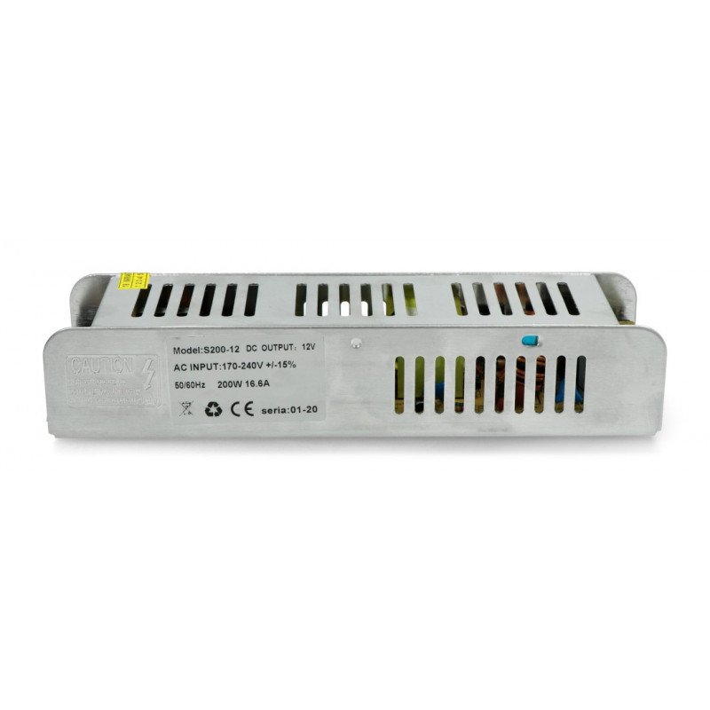 Montagenetzteil für LED-Streifen und Streifen 12V / 16,7A / 200W - SLIM