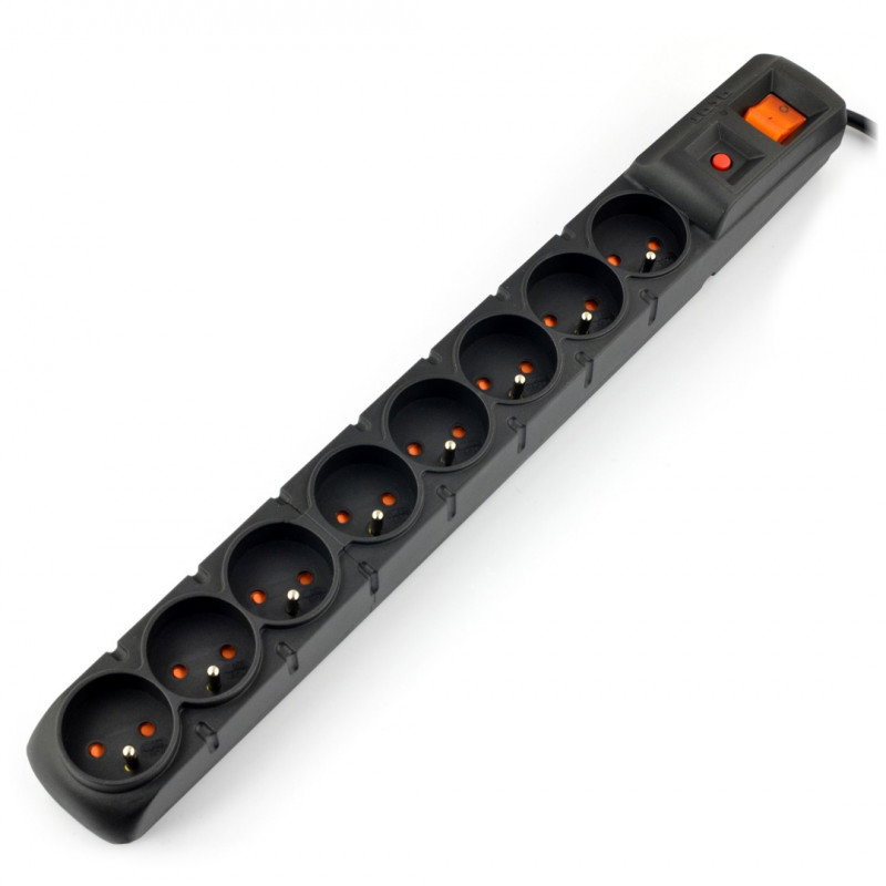 Steckdosenleiste mit Sicherheit Acar S8 schwarz - 8 Steckdosen - 1,5m