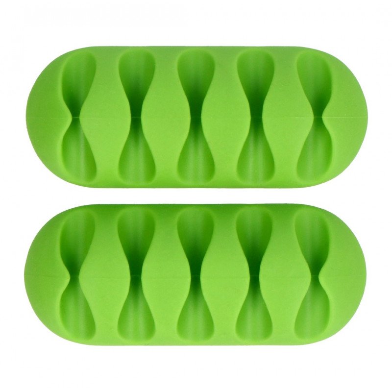 Blaskabel-Organizer - selbstklebend mit 5 grünen Clips - 2 Stk.