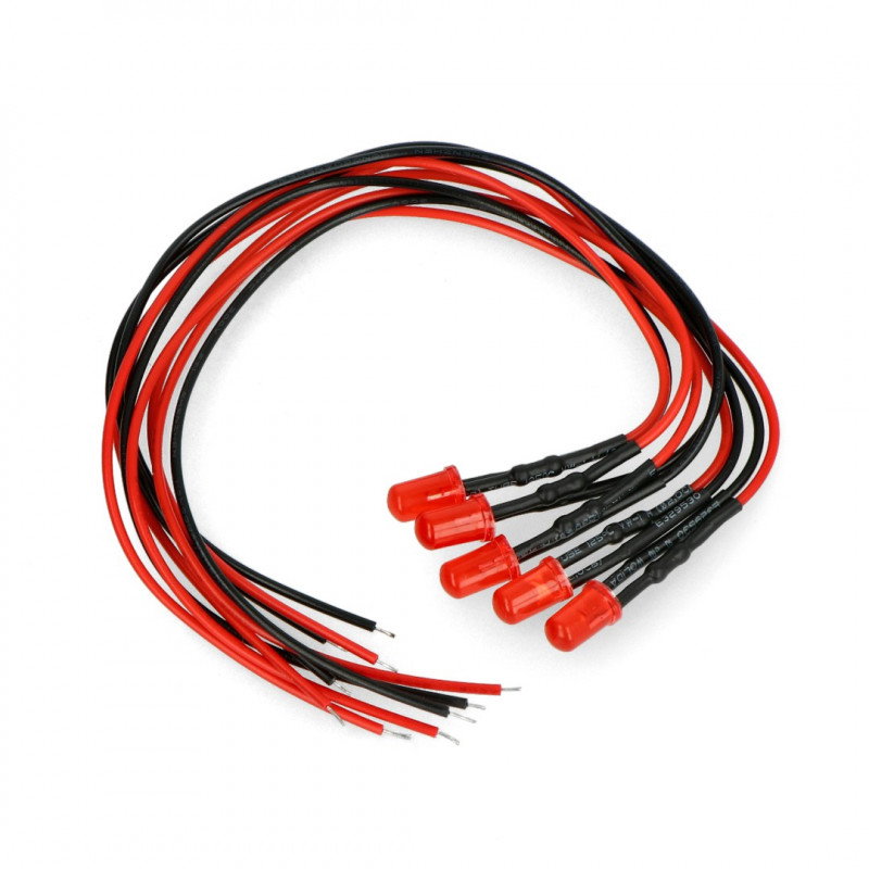 5mm 12V LED mit einem Widerstand und einem Draht - rot