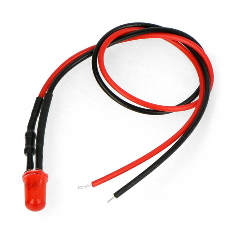 5mm 12V LED mit einem Widerstand und einem Draht - rot
