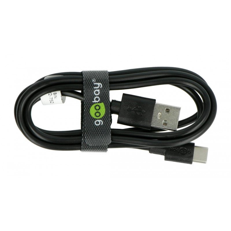 Goobay USB A 2.0 - USB C schwarzes Kabel - 1m