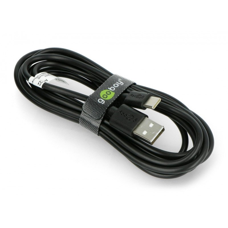 Goobay USB A 2.0 - USB C schwarzes Kabel - 2m