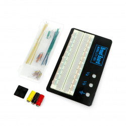 Steckbrett 830 Löcher mit Zuleitungen für Netzteil + Sockel +