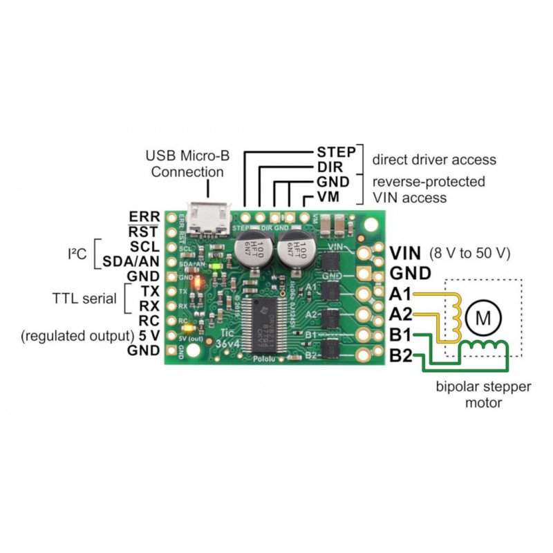 Tic 36v4 - USB 50V / 4A Schrittmotortreiber - montiert - Pololu 3140