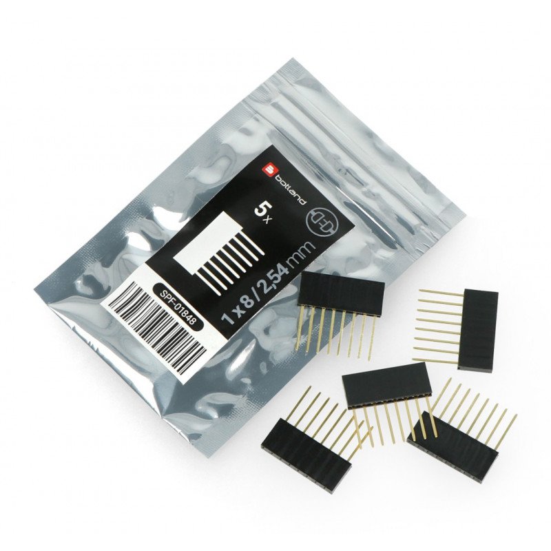 Erweiterte Buchse 1x8, 2,54mm Raster für Arduino - 5 Stk.