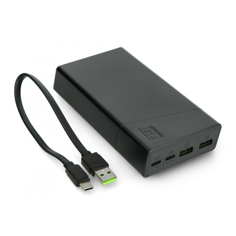 Mobiler Akku PowerBank Green Cell PowerPlay20 20000mAh 2x USB Ultra Charge und 2x USB C - schwarz