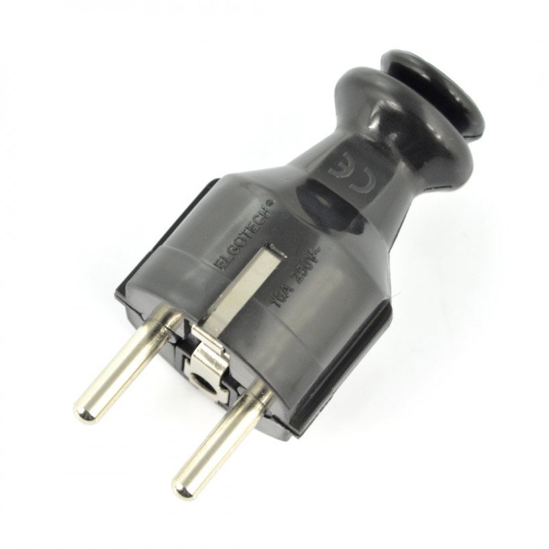 Gerader Stecker WT-30-2 - an Steckdose mit Erdung - schwarz