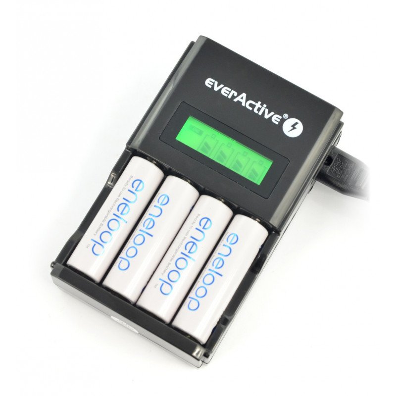 EverActive NC-450 Batterieladegerät - AA, AAA 1-4 Stck. - Schwarz