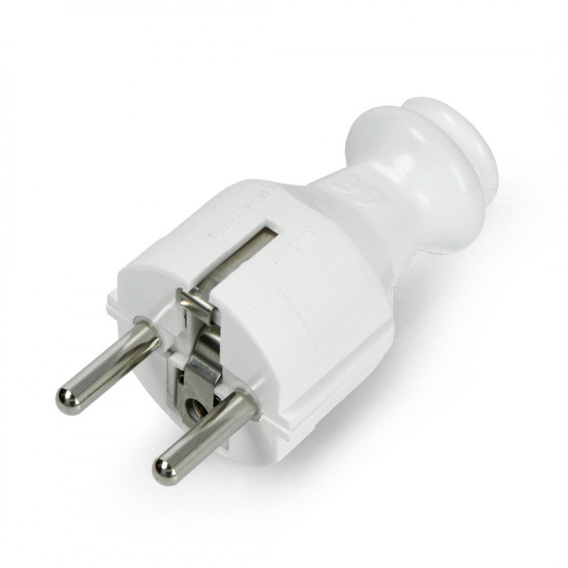 Gerader Stecker WT-30 - an Steckdose mit Erdung - weiß