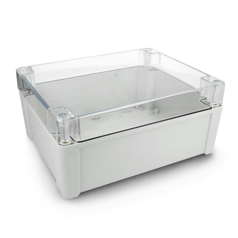 Kradex Bausatz - Hermetisches Gehäuse ZP240.190.105SJp HTM PC mit Messingbuchsen - für Wandmontage - blank