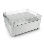Kradex Bausatz - Hermetisches Gehäuse ZP240.190.105SJp HTM PC mit Messingbuchsen - für Wandmontage - blank