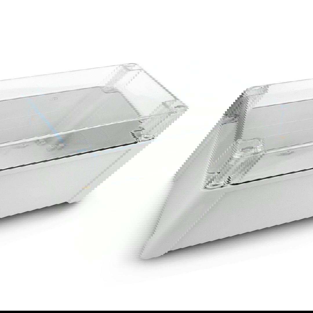 Kradex Bausatz - Hermetisches Gehäuse ZP240.190.105SJp HTM PC mit Messingbuchsen - für Wandmontage - blank