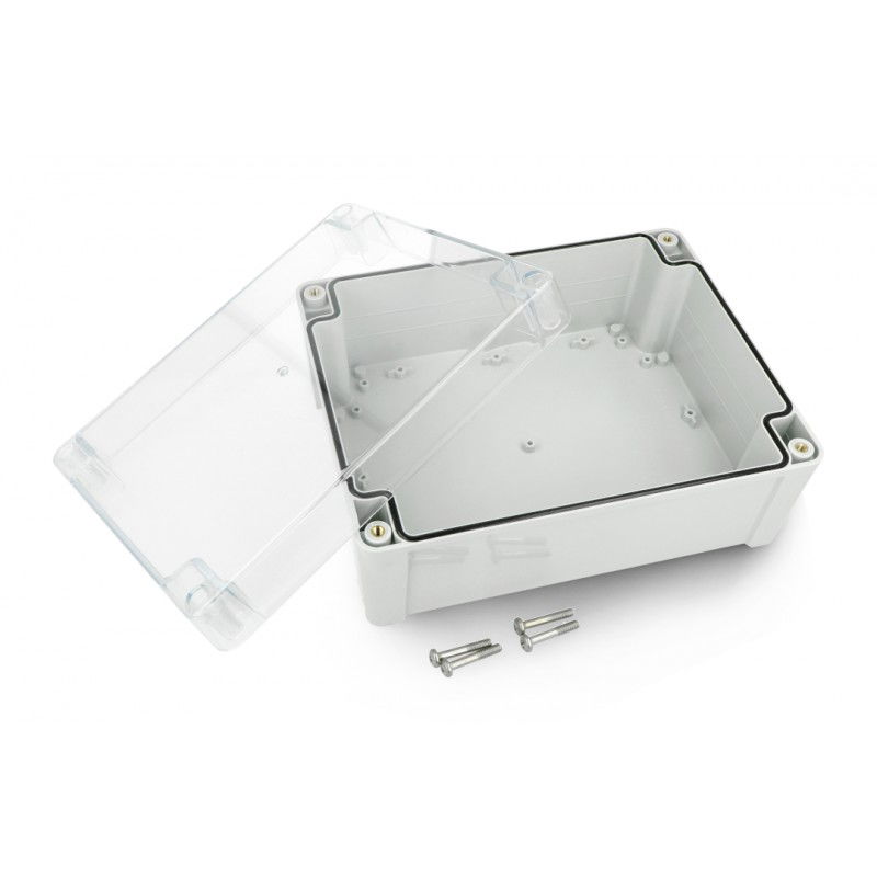 Kradex Bausatz - Hermetisches Gehäuse ZP240.190.105SJp HTM PC mit Messingbuchsen - für Wandmontage - blank