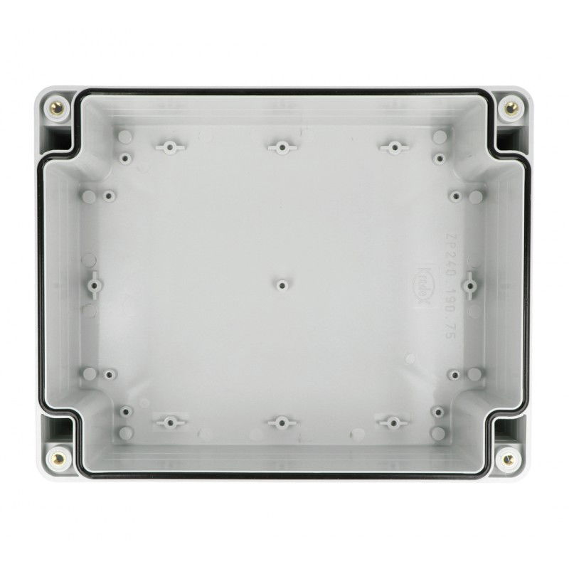 Kradex Bausatz - Hermetisches Gehäuse ZP240.190.105SJp HTM PC mit Messingbuchsen - für Wandmontage - blank