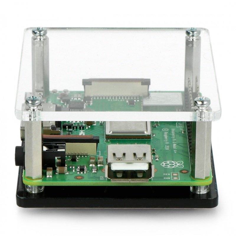Gehäuse Raspberry Pi 3 Model A + schwarz und transparent offen