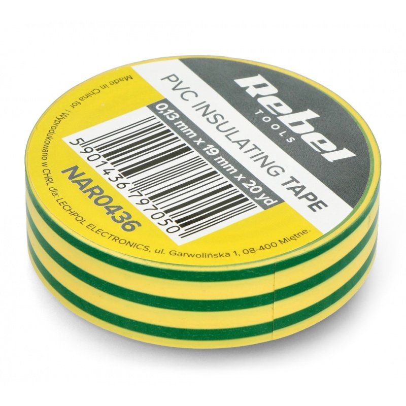 Isolierband Rebel 0,13x19mm x 18,2m gelb-grün