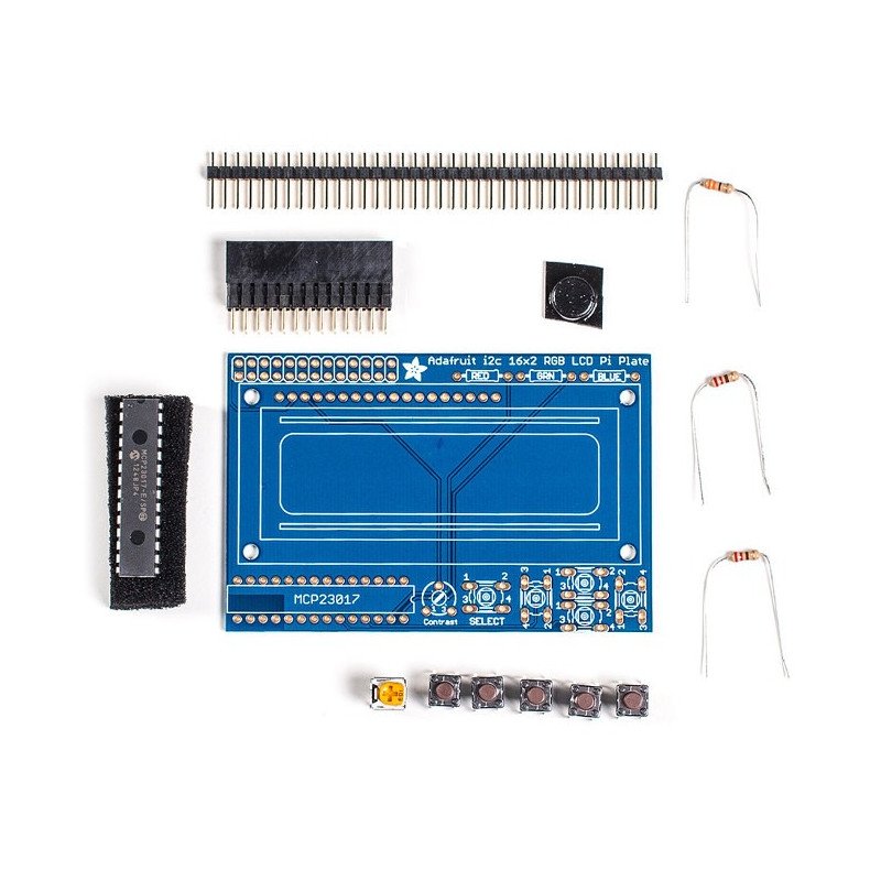 Blaues negatives 2x16 LCD + Tastatur-Kit für Raspberry Pi -