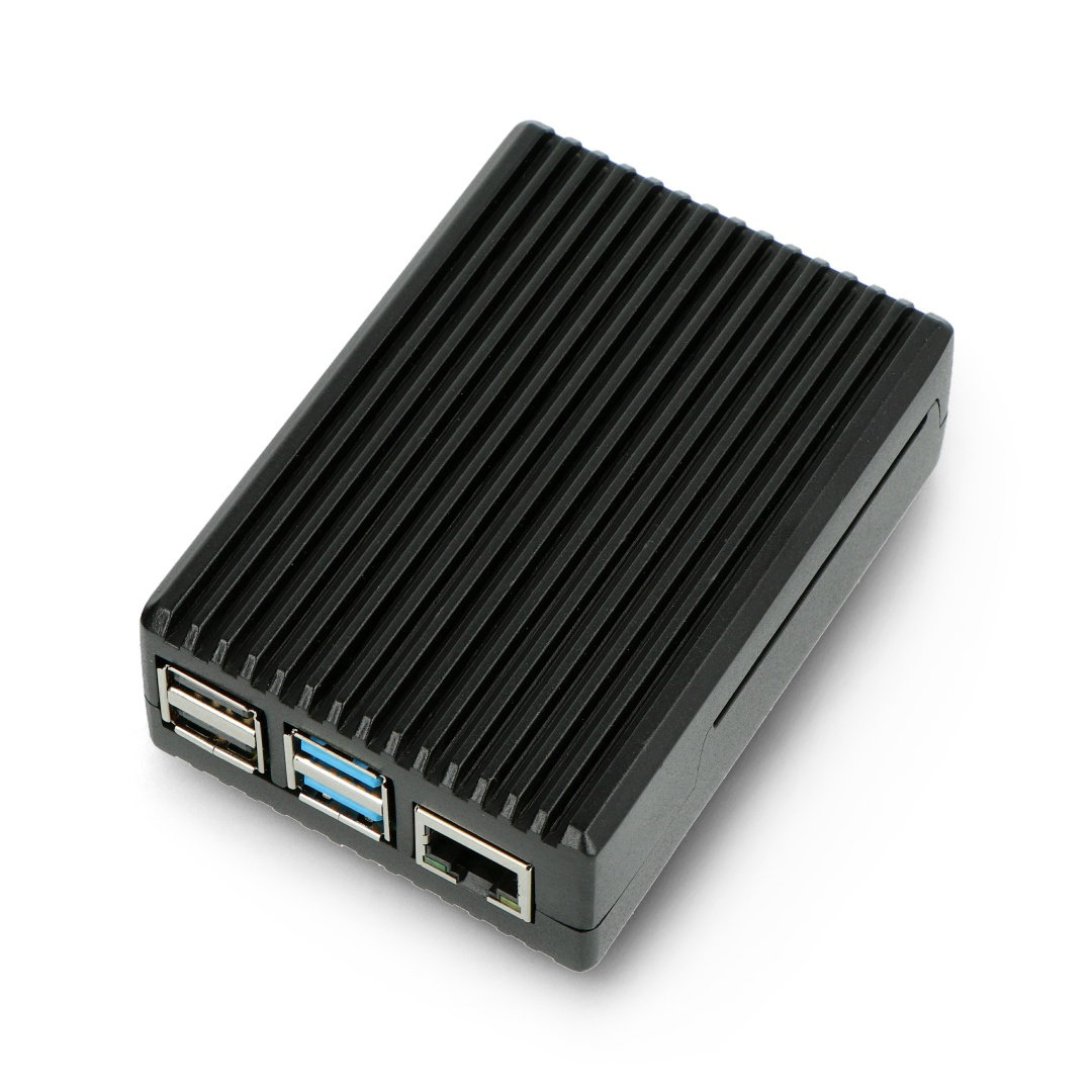 Gehäuse für Raspberry Pi 4B - mit Ausschnitten - Aluminium - Schwarz