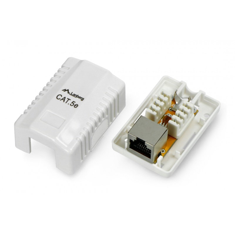 1x RJ45 geschirmte Lanberg Wandsteckdose - weiß