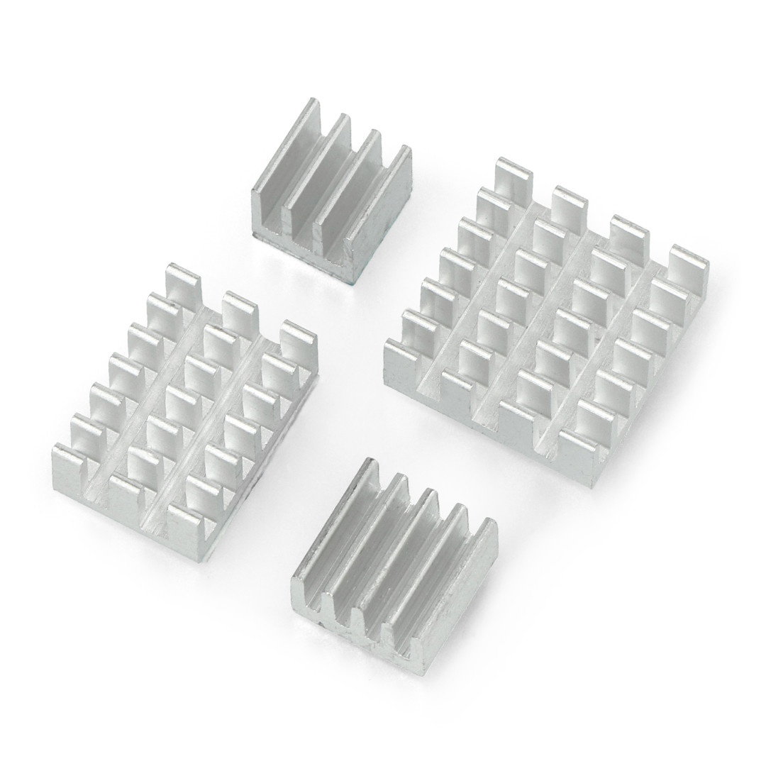 Kühlkörper-Set für Raspberry Pi 4B - mit Wärmeleitband - Silber - 4 Stk.