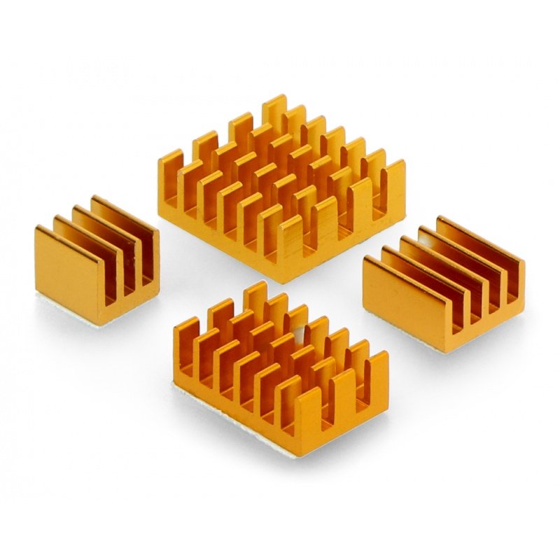 Kühlkörper-Set für Raspberry Pi 4B - mit Wärmeleitband - Gold -