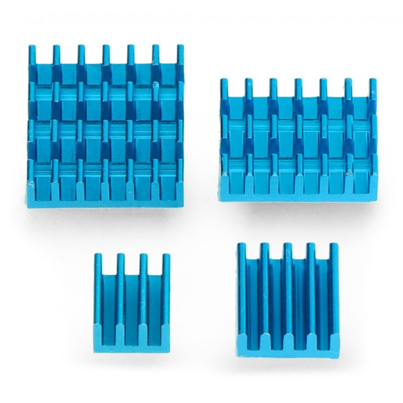 Kühlkörper-Set für Raspberry Pi 4B - mit Wärmeleitband - blau -