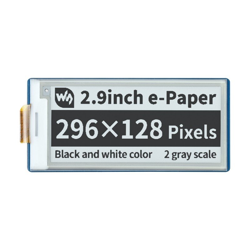 Display E-Paper E-Ink - 2,9 '' 296x128px - SPI - schwarz und