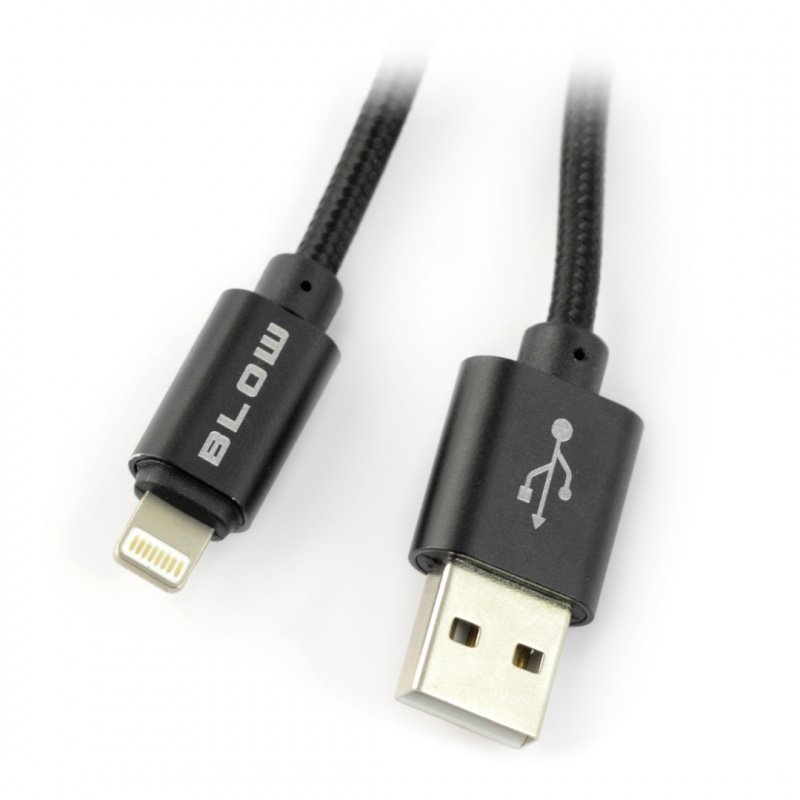 USB A - Lightning Kabel für iPhone / iPad / iPod - geflochten Blow - schwarz 1,5m