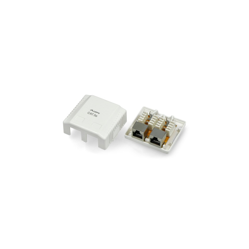 Lanberg 2x RJ45 geschirmte Wandsteckdose - weiß